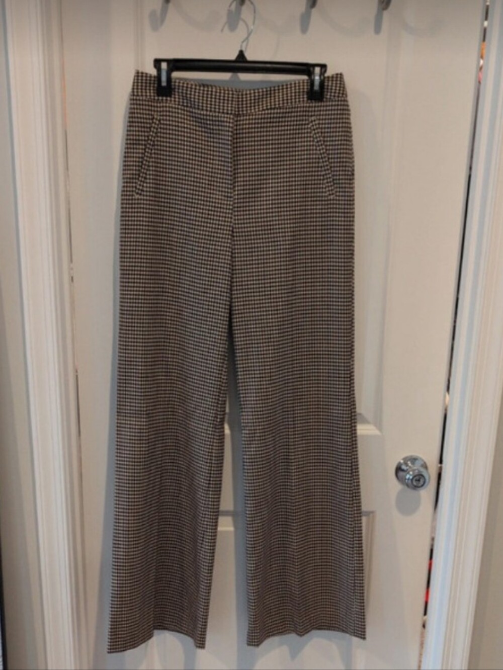 Worthington Brown and Black Houndstooth Wide-Leg Trousers